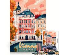 Vienna Cityscape Painting Jigsaw Puzzles 1000 Pieces Brain Exercise Calm Recreation Precision Cut Meaningful Gift (38x52cm)