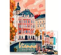 Vienna Cityscape Painting Puzzle for Adults 1000 Pieces Memory Play Game Firm Fit Secure Assembly Meaningful Connection Building Game (38x52cm)