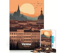 Vienna Cityscape Sunset Jigsaw for Adults 1000 Pieces Brain Memory Game Laser Cut for Flawless Fit Unique Gift for Stress Relief (38x52cm)