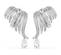Vienna clip earrings, Mixed cuts, Swan, White, Rhodium plated