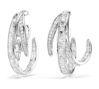 Vienna clip earrings, Mixed cuts, White, Rhodium plated