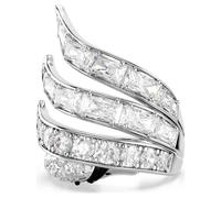 Vienna cocktail ring, Mixed cuts, Swan, White, Rhodium plated