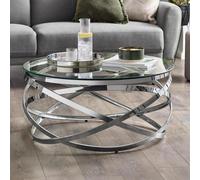 Vienna Coffee Table - Round - Swirl Base - Silver - Glass and Metal