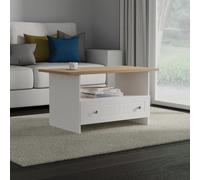 Vienna Coffee Table White & Light Oak 1 Shelf 1 Drawer 93cm
