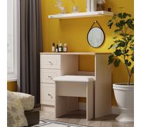 Vienna Desk Off-white & Light Oak 3 Drawers 90cm