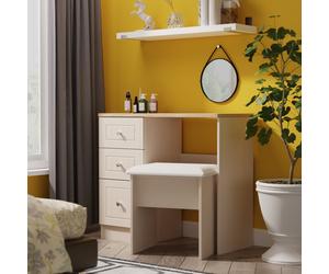Vienna Desk Off-white & Light Oak 3 Drawers 90cm