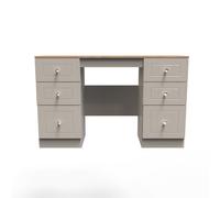 Vienna Desk Off-white & Light Oak 6 Drawers 125cm