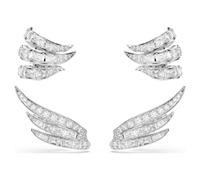 Vienna ear cuffs, Mixed cuts, Swan, White, Rhodium plated
