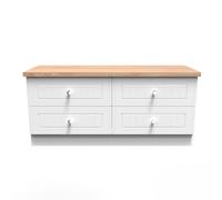 Vienna Large Chest of Drawers White & Light Oak 4 Drawers 110cm