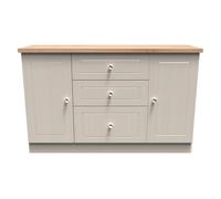Vienna Large Sideboard Off-white & Light Oak 2 Doors 2 Shelves 3 Drawers 126cm