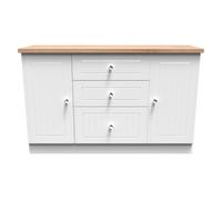 Vienna Large Sideboard White & Light Oak 2 Doors 2 Shelves 3 Drawers 126cm