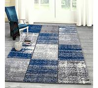 Vienna Modern Small Extra Large Navy Blue Silver Marble Quality Thick Floor Long Carpet Runner Rugs (120x170cm)