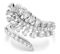 Vienna open ring, Mixed cuts, Feather, White, Rhodium plated