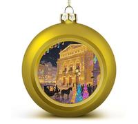 Vienna Opera House Christmas Ornaments Balls Shatterproof Large Xmas Tree Decorations Balls Golden Decorative Hanging Ball for Farmhouse Home Fireplace Decor Holiday Party Favors