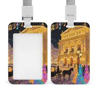 Vienna Opera House ID Badge Holder with Vertical Card Badge Holder Waterproof Plastic Card Sleeve Badges Protector Case Name Tag ID Card Holder for Office Doctor Nurse Teachers