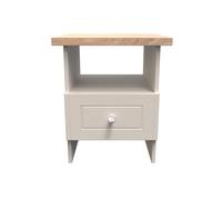 Vienna Side Table Off-white & Light Oak 1 Shelf 1 Drawer 44cm