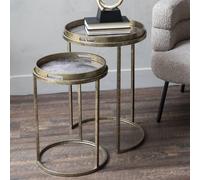 Vienna Side Tray Table - Gold Atlas Metal - Round - Set of 2
