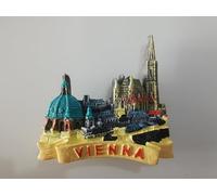 Vienna Souvenir Fridge Magnet - St. Stephen's Cathedral & St. Charles's Church - 3D Resin, 6.5cm x 6.1cm x 1.5cm