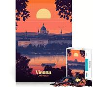 Vienna Sunset Cityscape Jigsaws for Adults1000 Pieces Brain Memory Game Fine Cut Premium Finishing Engaging Way to Pass Free Hours (38x52cm)