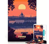 Vienna Sunset Cityscape Puzzle for Adults 1000 Pieces Memory Play Game Firm Fit Secure Assembly Meaningful Connection Building Game (38x26cm)