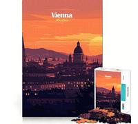 Vienna Sunset Skyline Jigsaw Puzzles1000 Pieces Recall Skill Fun Professional Grade Cutting Thoughtful Gift for Mind Activity (50x75cm)