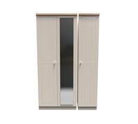 Welcome Furniture Ready Assembled Wilcox Triple Mirrored Wardrobe - Kashmir Ash and Oak, Cream