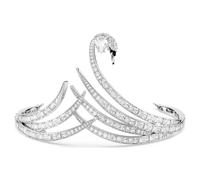 Vienna tiara, Mixed cuts, Swan, Rhodium plated
