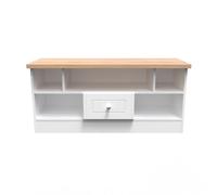 Vienna TV Unit White & Light Oak 5 Shelves 1 Drawer 110cm