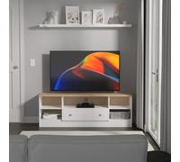 Vienna TV Unit White & Light Oak 5 Shelves 1 Drawer 39cm