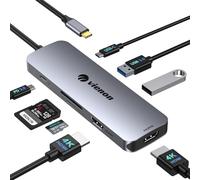 VIENON Docking Station Dual Monitor, USB C Hub Dual HDMI Adapter for 2 Monitors with 2 4K HDMI, 2 USB 3.0 5Gbps, SD/TF Card Reader, PD 100W, USB C Ports Comaptible for MacBook, Dell, HP, Surface