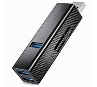 VIENON USB 3.0 Hub 6-in-1, Aluminum USB Adapter with Power Port, SD/TF Card Reader, USB Splitter Expander for Laptop, PC, Desktop, Car, Connect U Disk, Flash Drive, Mouse, Keyboard, HDD, SSD