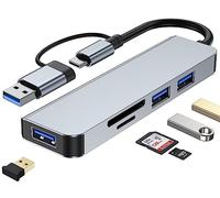 VIENON USB C Hub, Aluminum USB 3.0 Hub with SD/TF Card Reader, 5 in 1 USB Data Hub USB Splitter for MacBook, PC, Laptops, Printer,Surface Pro, USB Flash Drives and More
