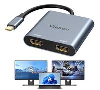 VIENON - USB C to Dual HDMI Adapter 4K@60Hz, Type C to HDMI Splitter for 2 Monitors, (Thunderbolt 3/4) USB C to Dual HDMI Hub Extender Display for MacBook Air/Pro, Dell XPS, Surface,
