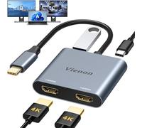 VIENON - USB C to Dual HDMI Adapter 4K@60HZ, USB C Hub HDMI Adapter for Dual Monitors with USB-A 3.0, PD 100W Compatible with MacBook Air/Pro, plus Thunderbolt 3/4 Laptop