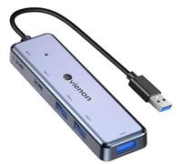 vienon USB Hub 3.0, Aluminum 5 in 1 USB Extender, USB Splitter USB Dongle with 2 Type C & 3 USB Ports for for MacBook, Laptop, Surface Pro, PS4, PC, Flash Drive, Mobile HDD