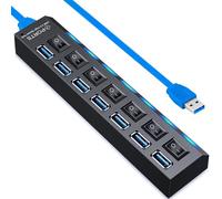 vienon USB Hub 3.0, VIENON 7-Port USB 3.0 Data Hub with Independent On/Off Switch and LED Indicators for Laptop, PC, Computer, Mobile HDD, Flash Drive and More-2FT