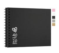 Vienrose 28 x 20.5 cm Scrapbook 40 Pages Photo Album, Hard Cover Kraft Paper Photo Book, DIY Scrap Book for Weddings, Birthdays, Black