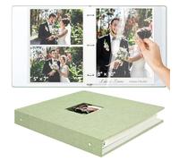 Vienrose 3-Ring Photo Album, 20 Sheets, Light Grey | Magnetic Sticky Pages, Refillable Design, Diy Scrapbook, Acid Free Sheets, Wedding Memory Book, Linen Cover