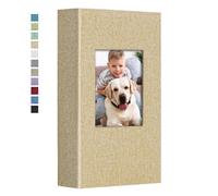 Vienrose 4x6 Photo Album for 300 Photos Linen Cover Black Pages Photo Book Large Capacity Picture Albums for Valentine Wedding Christmas Birthday (300 pockets, Khaki)
