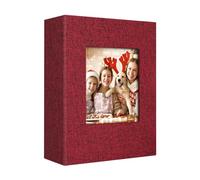 Vienrose 4x6 Photo Album for Photos Linen Cover Black Pages Photo Book Large Capacity Picture Albums for Valentine Wedding Christmas Birthday (Red, 100 pockets)
