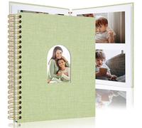 Vienrose DIY Scrapbook Album 20 x 28 cm Linen Arch Window Photo Album 40 Blank Pages Scrap Book Photo Albums for Wedding Baby Shower, Grass Green