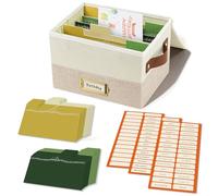 Vienrose Greeting Card Organizer Box, Foldable Storage Box, Beige & Khaki | 20 Removable Dividers, 84 Self-Adhesive Labels, Card Collection Box, Photos Envelopes Stickers Postcards, Scrapbooking Craft