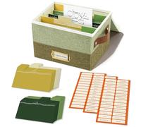 Vienrose Greeting Card Organizer Box, Foldable Storage Box, Sage & Olive | 20 Removable Dividers, 84 Self-Adhesive Labels, Card Collection Box, Photos Envelopes Stickers Postcards, Scrapbooking Craft