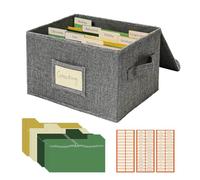 Vienrose Greeting Card Organizer Storage Box with 20 Removable Dividers, 84 Self-stick Labels, Perfect for Photos, Envelopes, Scrapbooking, Paper, Stickers Holder 1 Pack Grey