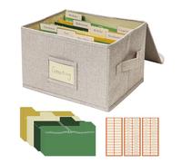 Vienrose Greeting Card Organizer Storage Box with 20 Removable Dividers, 84 Self-stick Labels, Perfect for Photos, Envelopes, Scrapbooking, Paper, Stickers Holder 1 Pack Beige