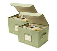 Vienrose Greeting Card Organizer Storage Box with 40 Removable Dividers, 168 Self-stick Labels, Perfect for Photos, Envelopes, Scrapbooking, Paper, Stickers Holder 2 Pack Grass Green