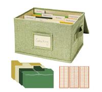Vienrose Greeting Card Organizer with 20 Removable Dividers, Grass Green | 84 Self-stick Labels, Storage Box, Photos Envelopes Postcards, Scrapbooking Paper Stickers