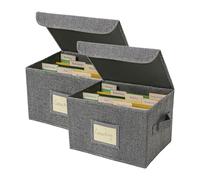 Vienrose Greeting Card Organizer with 40 Removable Dividers, 2 Pack, Grey | 84 Self-stick Labels, Storage Box, Photos Envelopes Postcards, Scrapbooking Paper Stickers