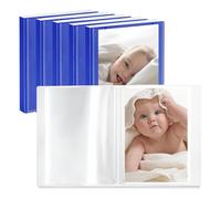Vienrose Mini Photo Album 6-Pack (7×5 Inches) - Each Holds 52 Photos, Customizable Cover, Compact Picture Book for Postcards, Baby Photos (Navy Blue)