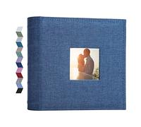 Vienrose Photo Album 6x4 200 Pockets Linen Cover Memo Space Blue | Holds 15x10 cm pictures,photobook large capacity, memory book,fits wedding baby holiday family occasions,durable linen